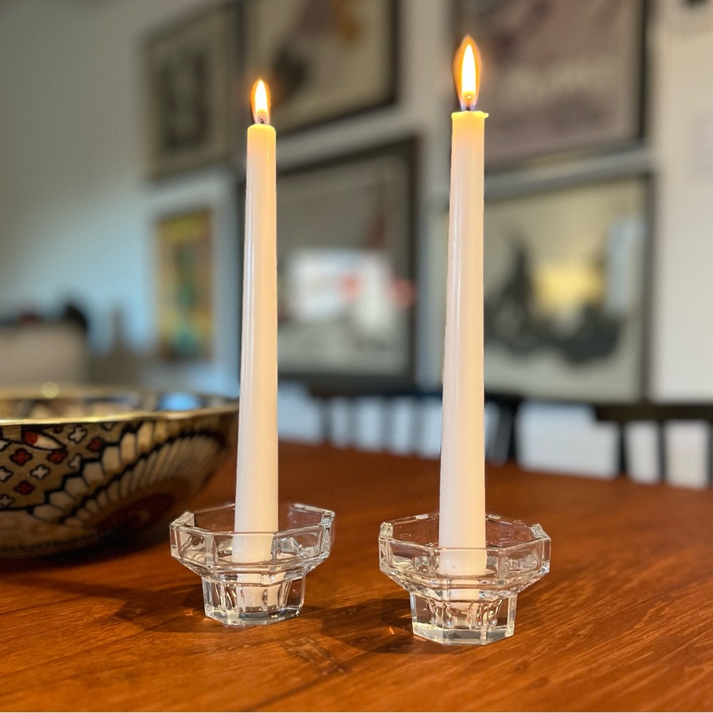 Vintage Luminarc Octime Clear Glass Candleholders